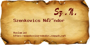 Szenkovics Nándor névjegykártya